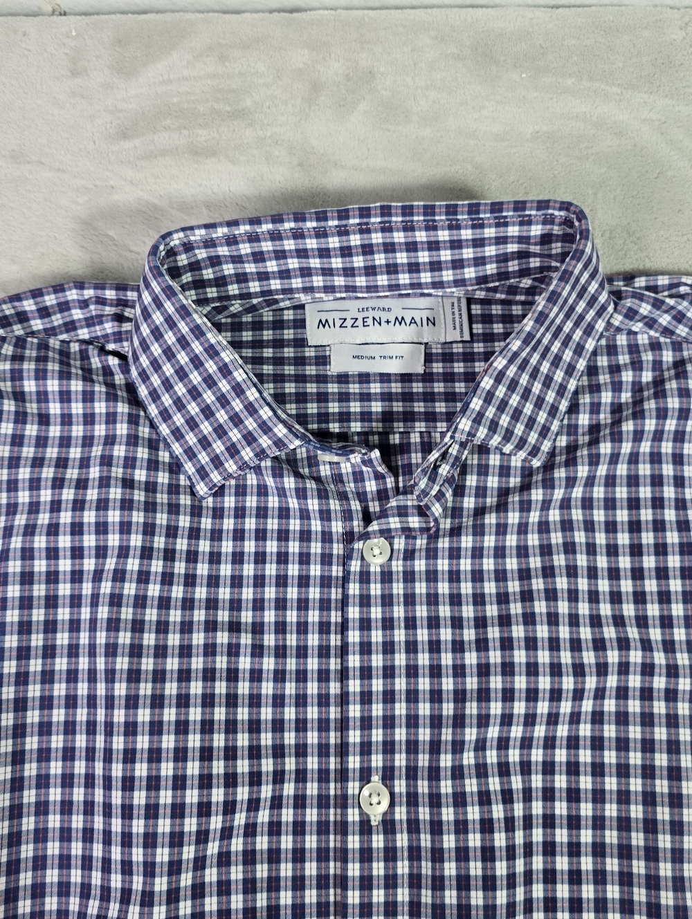 Lot Of 2 Mizzen Main Leward Meduim Trim Fit Long Sleeve Button Up Check - Picture 6 of 12